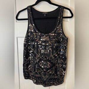 Express Black Sequin Embellished Tank Top Size PS
